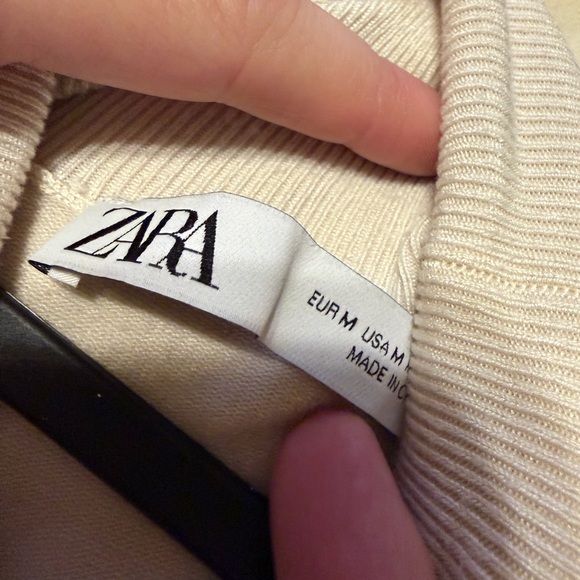 Zara Cream Ribbed Knit Top - Picture 3 of 5